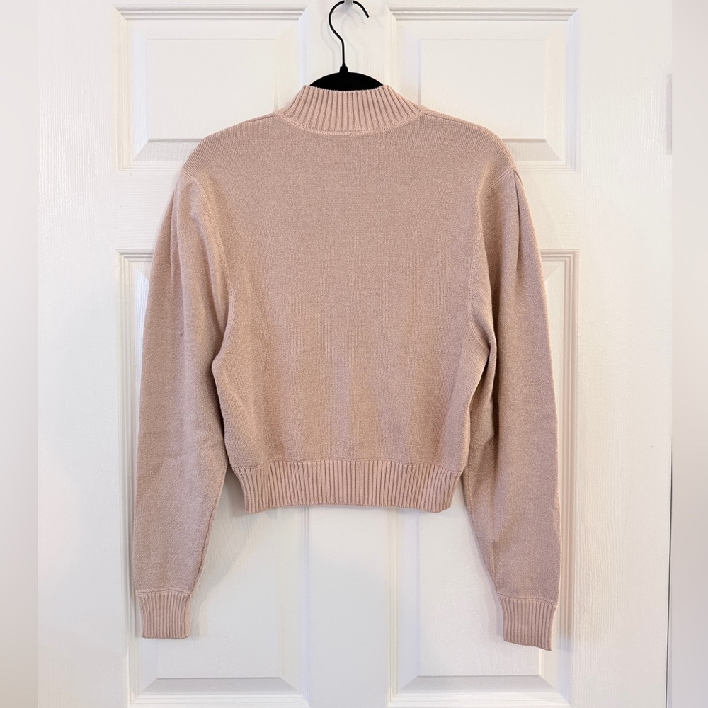 Free People Starry Night Rose Gold Pink Shimmer Mock Neck Sweater - Women’s XS - Picture 4 of 7